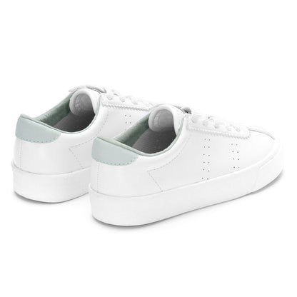 White-Green Iceberg - Back - Superga Childrens-Kids 2843 Club S Vegan Leather Trainers