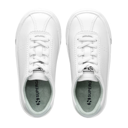 White-Green Iceberg - Side - Superga Childrens-Kids 2843 Club S Vegan Leather Trainers