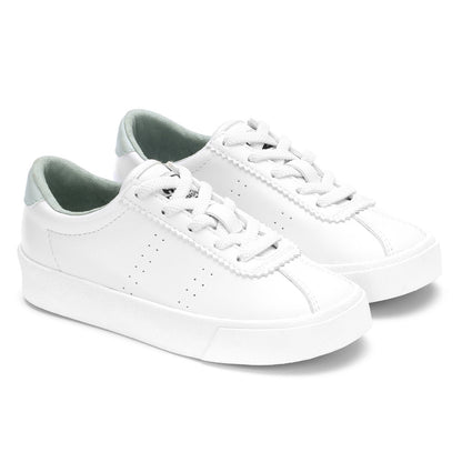 White-Green Iceberg - Front - Superga Childrens-Kids 2843 Club S Vegan Leather Trainers