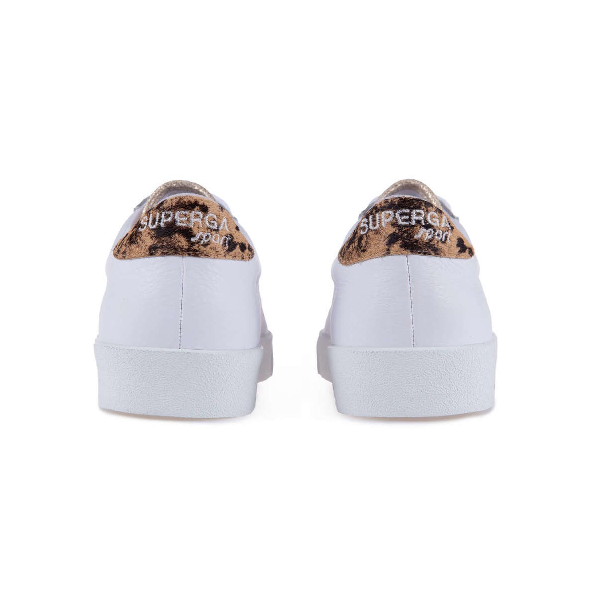 White-Light Brown - Back - Superga Womens-Ladies 2843 Sport Club S Leather Calf Hair Trainers
