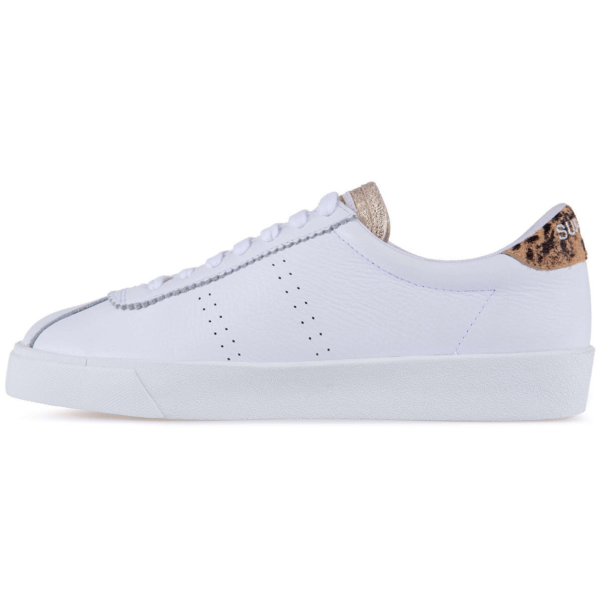 White-Light Brown - Side - Superga Womens-Ladies 2843 Sport Club S Leather Calf Hair Trainers