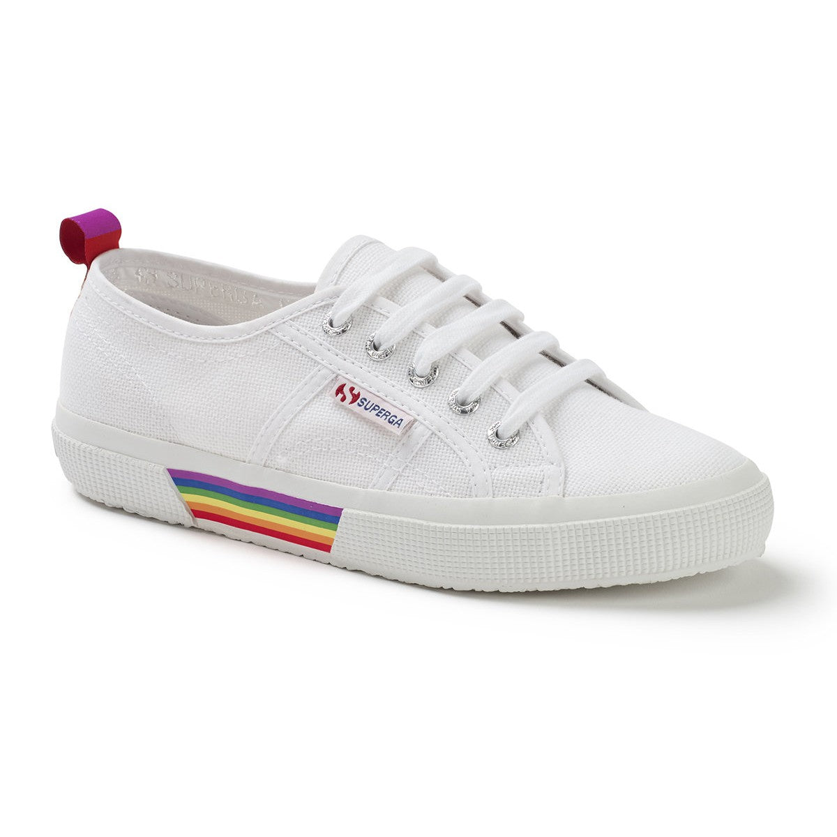 White-Multicoloured - Front - Superga Unisex Adult 2750 Pride Backstrap Trainers