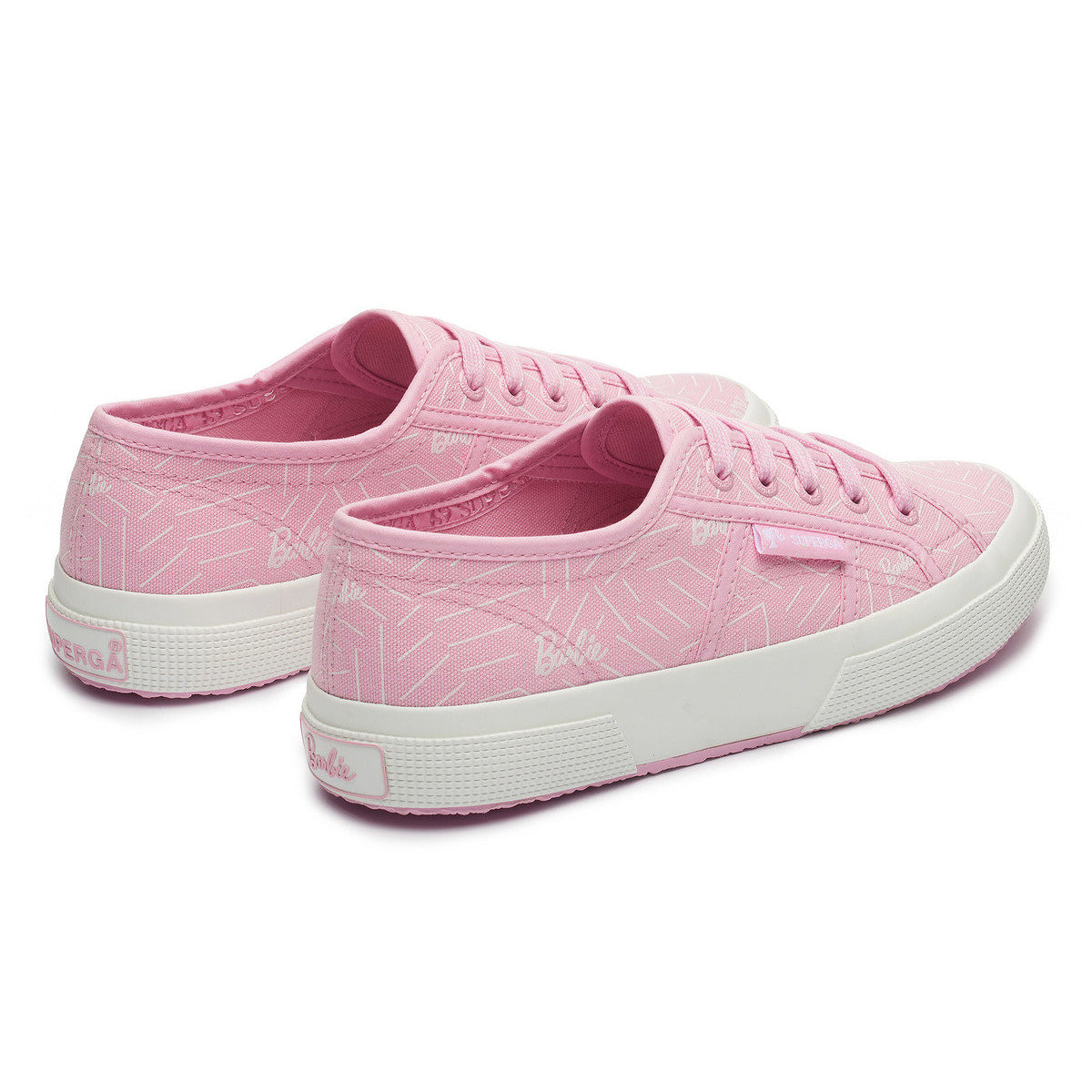 Light Pink-White - Back - Superga Womens-Ladies 2750 Barbie Printed Trainers