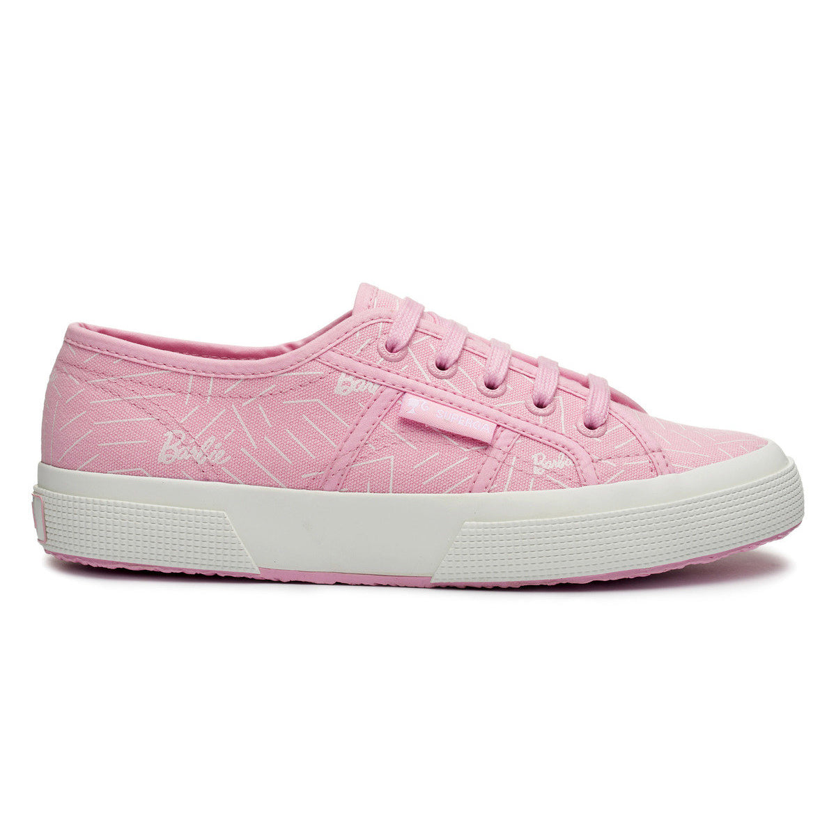 Light Pink-White - Side - Superga Womens-Ladies 2750 Barbie Printed Trainers