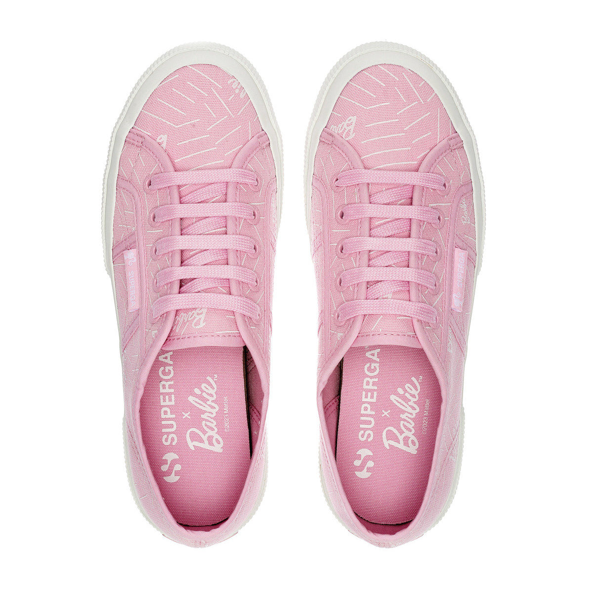 Light Pink-White - Lifestyle - Superga Womens-Ladies 2750 Barbie Printed Trainers