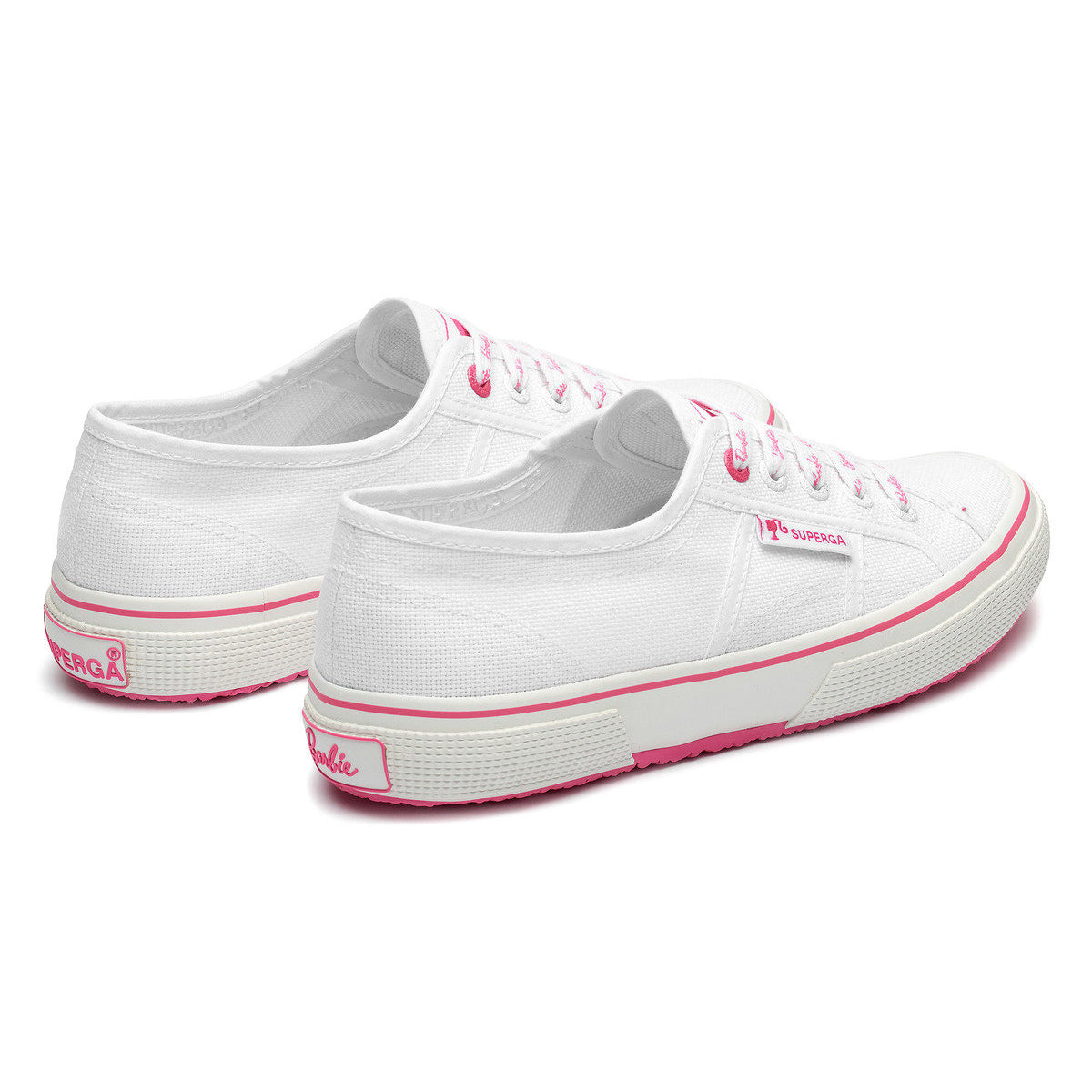 White-Pink - Back - Superga Womens-Ladies 2750 Classic Barbie Trainers