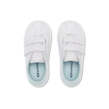 White-Azure Ice - Lifestyle - Superga Childrens-Kids 2843 Club S Vegan Leather Straps Trainers