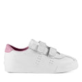 White-Pink - Front - Superga Childrens-Kids 2843 Club S Vegan Leather Straps Trainers