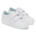 White-Azure Ice - Front - Superga Childrens-Kids 2843 Club S Vegan Leather Straps Trainers