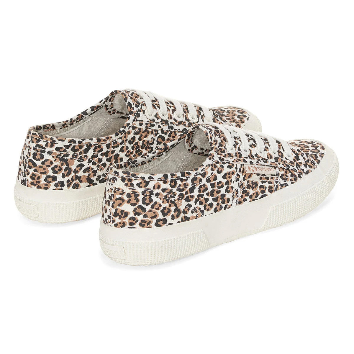 Brown-Black-Avorio - Back - Superga Womens-Ladies 2750 Leopard Print Trainers