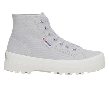 Grey Silver-Avorio - Back - Superga Womens-Ladies 2341 Cotu Alpina High Tops