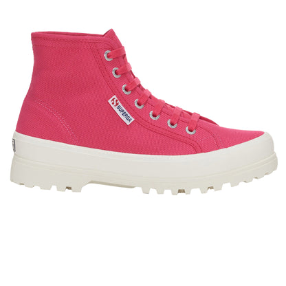 Fuchsia Pink-Avorio - Back - Superga Womens-Ladies 2341 Cotu Alpina High Tops