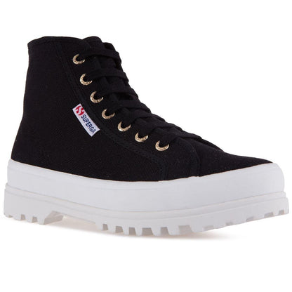 Black-Pale Gold - Lifestyle - Superga Womens-Ladies 2341 Cotu Alpina High Tops