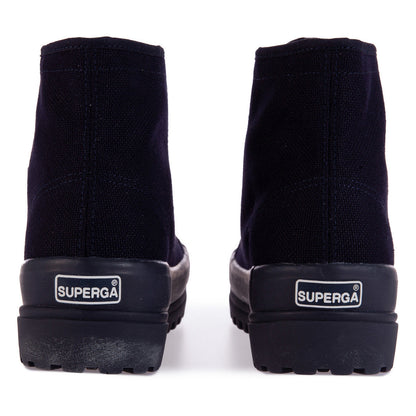 Blue Anthracite - Back - Superga Womens-Ladies 2341 Cotu Alpina High Tops