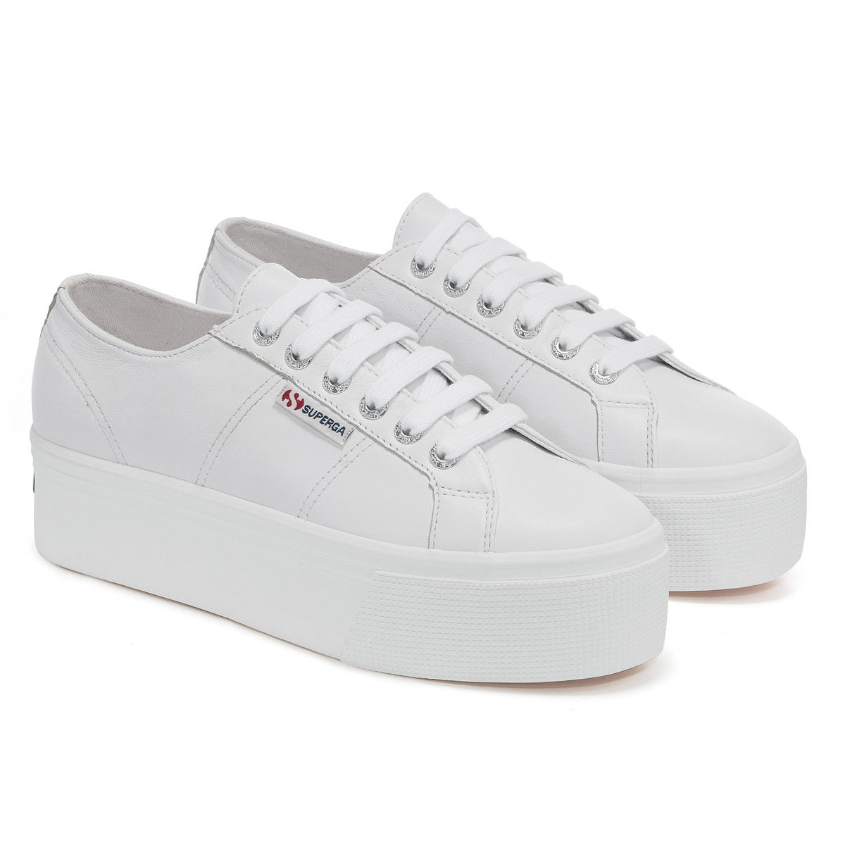 Optic White - Front - Superga Womens-Ladies 2790 Nappa Leather Trainers