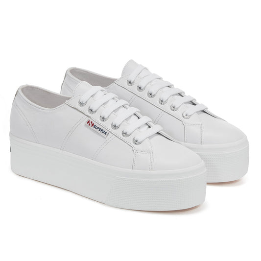 Optic White - Front - Superga Womens-Ladies 2790 Nappa Leather Trainers