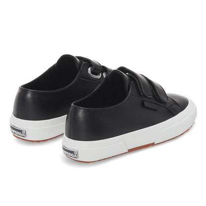 Black-White - Back - Superga Childrens-Kids 2750 Vegan Faux Leather Trainers