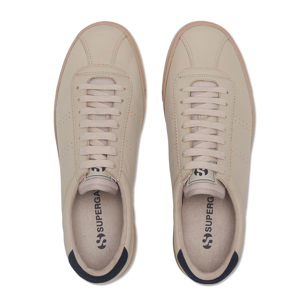Fog Navy-Tobacco - Side - Superga Unisex Adult 2843 Club S Prime Leather Trainers