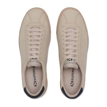 Fog Navy-Tobacco - Side - Superga Unisex Adult 2843 Club S Prime Leather Trainers