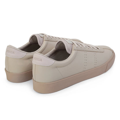 Light Fog Grey-Tobacco - Back - Superga Unisex Adult 2843 Club S Prime Leather Trainers