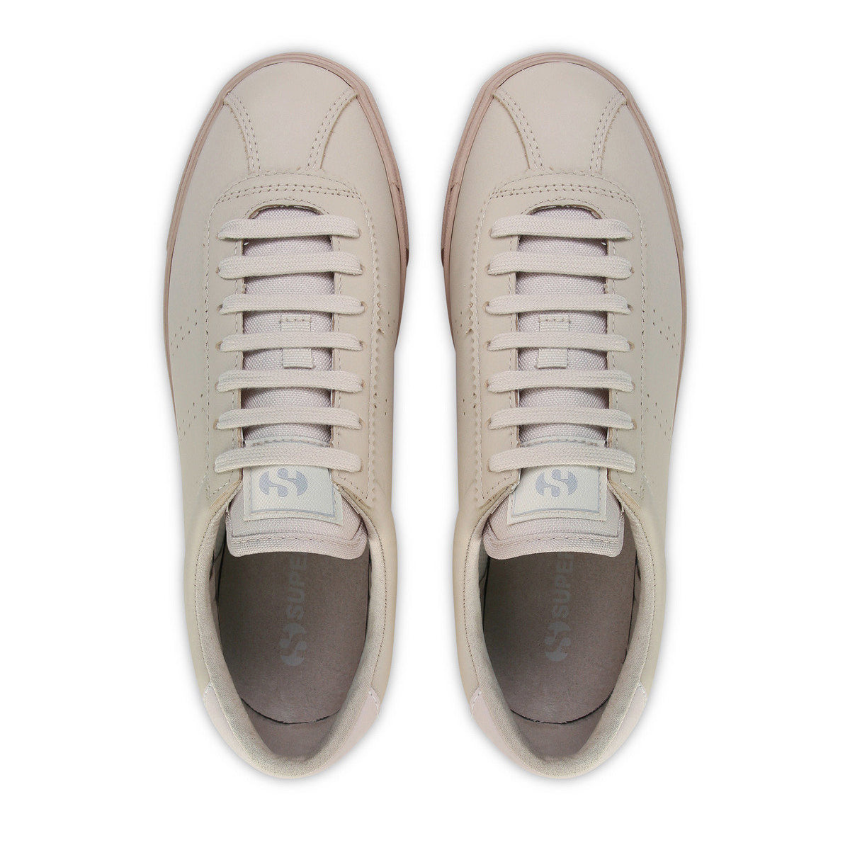 Light Fog Grey-Tobacco - Side - Superga Unisex Adult 2843 Club S Prime Leather Trainers