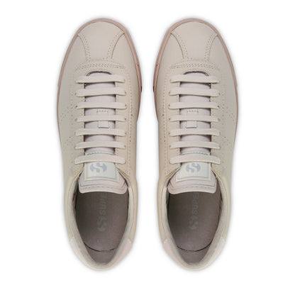 Light Fog Grey-Tobacco - Side - Superga Unisex Adult 2843 Club S Prime Leather Trainers