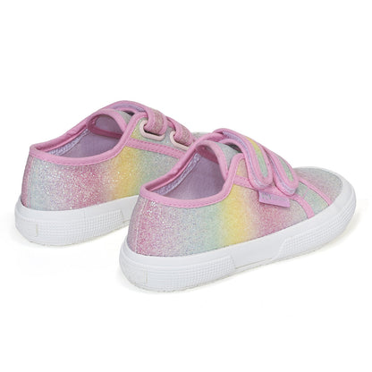 Pastel Pink-Multicoloured - Back - Superga Childrens-Kids 2750 Iridescent Glitter Trainers