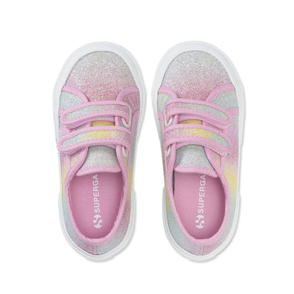 Pastel Pink-Multicoloured - Side - Superga Childrens-Kids 2750 Iridescent Glitter Trainers