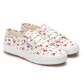 White Avorio-Red - Front - Superga Womens-Ladies 2750 Flower Trainers