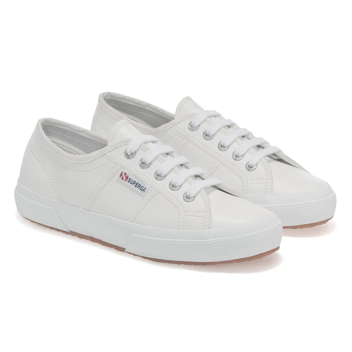 White - Front - Superga Unisex Adult 2750 Efglu Leather Trainers