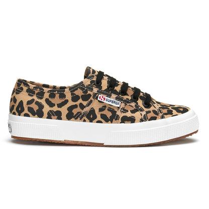Tan-Black - Side - Superga Womens-Ladies 2750 Big Classic Leopard Print Trainers