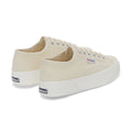 Beige-Eggshell-Avorio - Back - Superga Womens-Ladies 2740 Lace Up Platforms