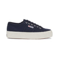 Navy-Avorio - Side - Superga Womens-Ladies 2740 Lace Up Platforms