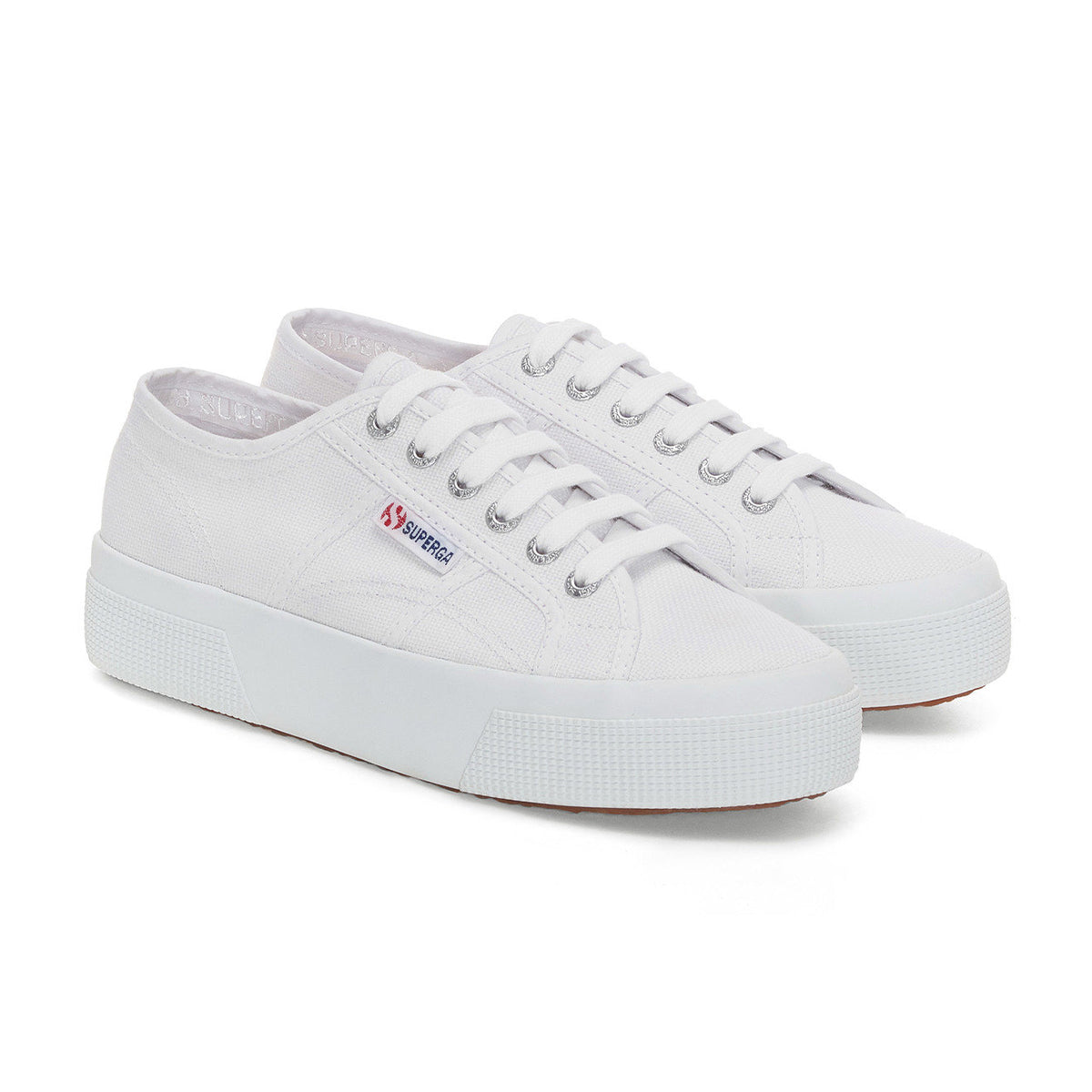 White - Front - Superga Womens-Ladies 2740 Lace Up Platforms