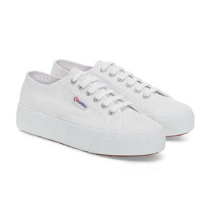 White - Front - Superga Womens-Ladies 2740 Lace Up Platforms