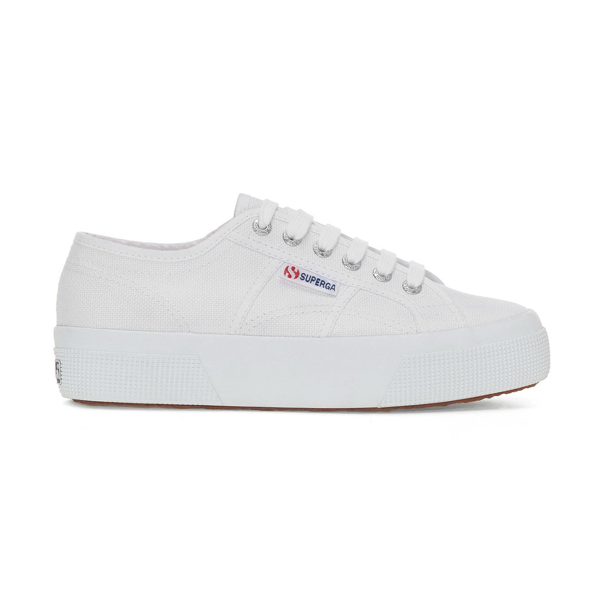White - Side - Superga Womens-Ladies 2740 Lace Up Platforms