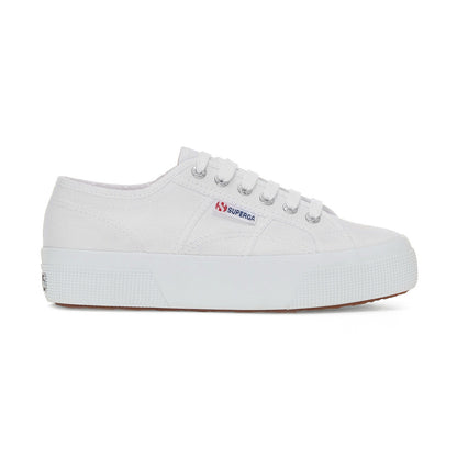 White - Side - Superga Womens-Ladies 2740 Lace Up Platforms
