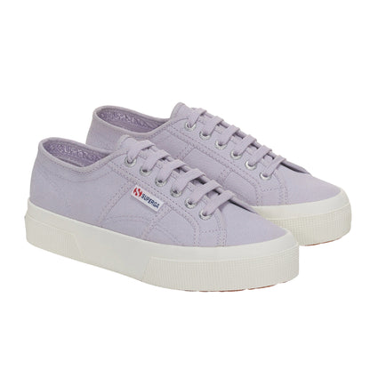 Light Violet-Avorio - Back - Superga Womens-Ladies 2740 Lace Up Platforms