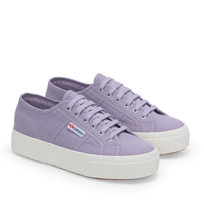 Violet Lavender-Avorio - Front - Superga Womens-Ladies 2740 Lace Up Platforms