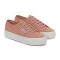 Dusty Rose-Avorio - Front - Superga Womens-Ladies 2740 Lace Up Platforms