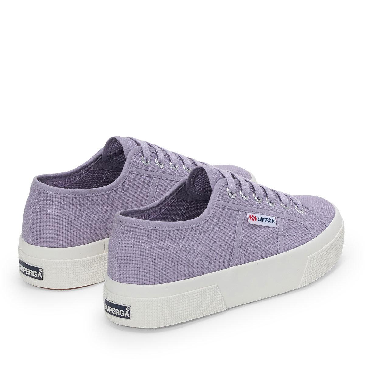 Violet Lavender-Avorio - Back - Superga Womens-Ladies 2740 Lace Up Platforms
