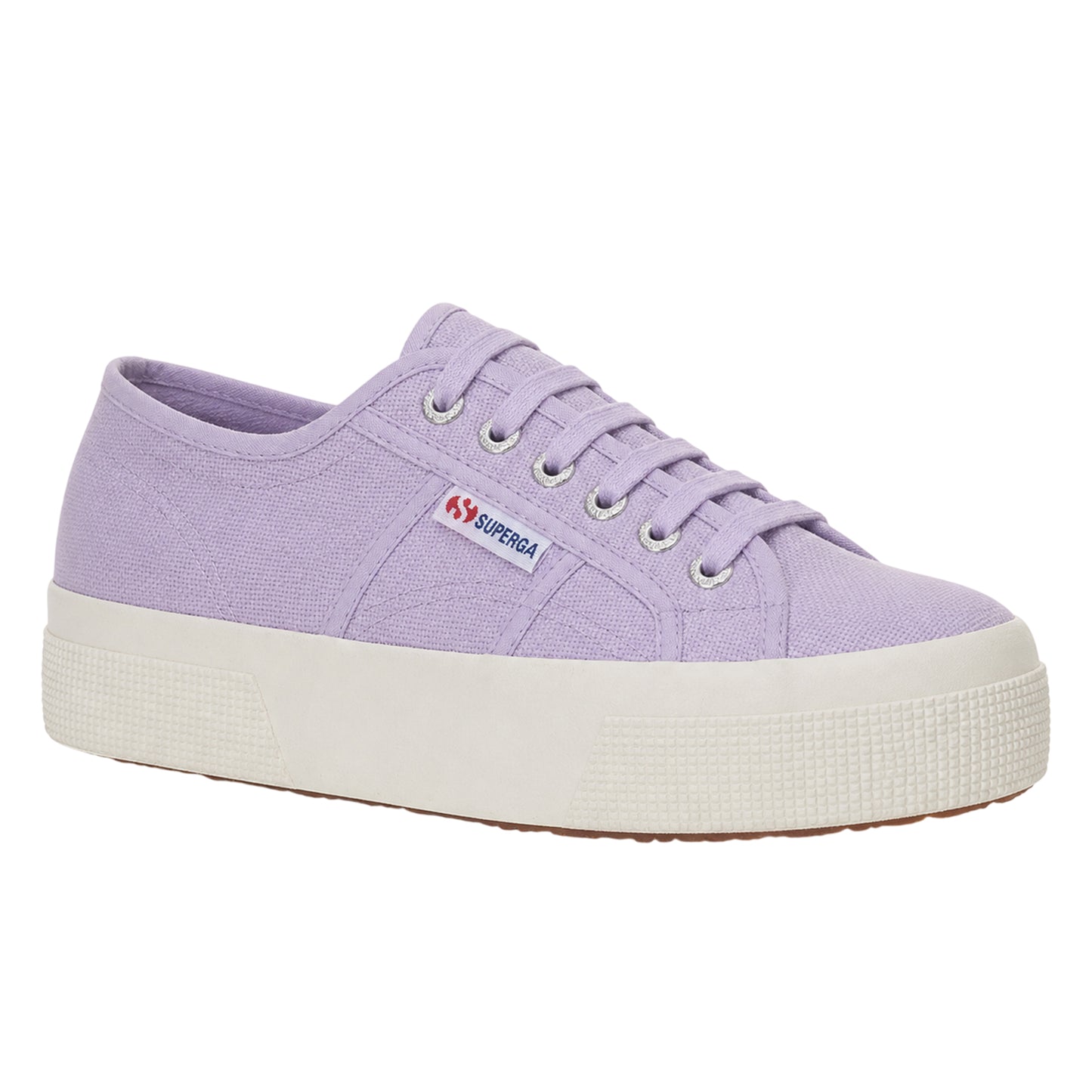 Violet Lilla-Avorio - Front - Superga Womens-Ladies 2740 Lace Up Platforms