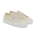 Beige-Eggshell-Avorio - Front - Superga Womens-Ladies 2740 Lace Up Platforms