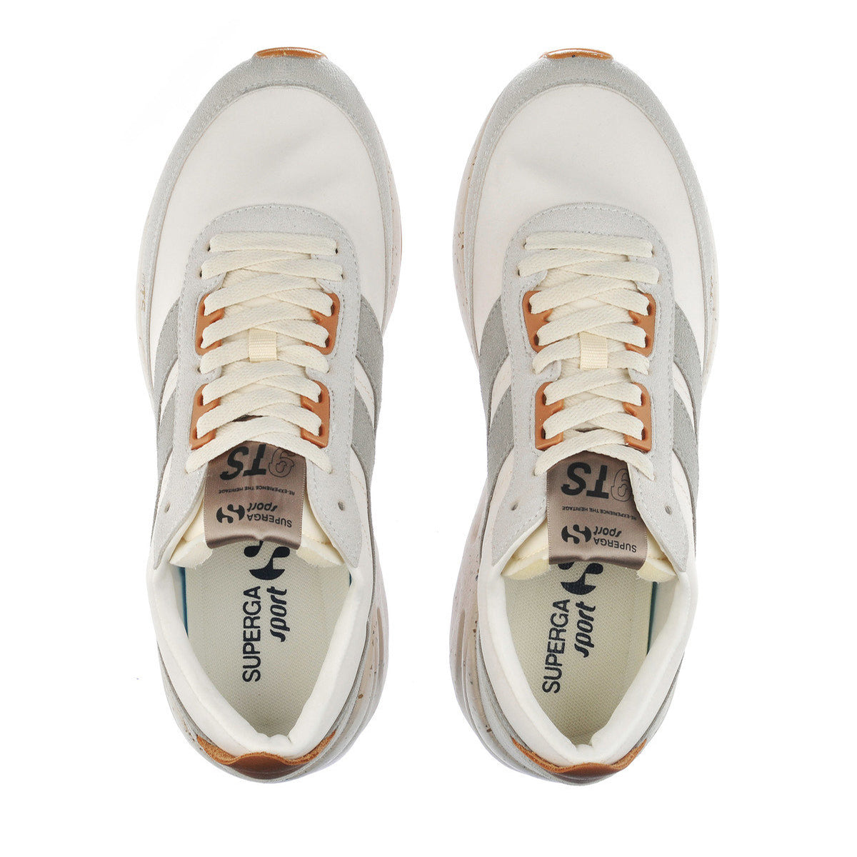 White Avorio-Light Grey-Cashew - Side - Superga Unisex Adult 4089 TS Suede Slim Trainers