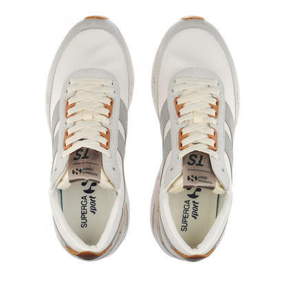 White Avorio-Light Grey-Cashew - Side - Superga Unisex Adult 4089 TS Suede Slim Trainers
