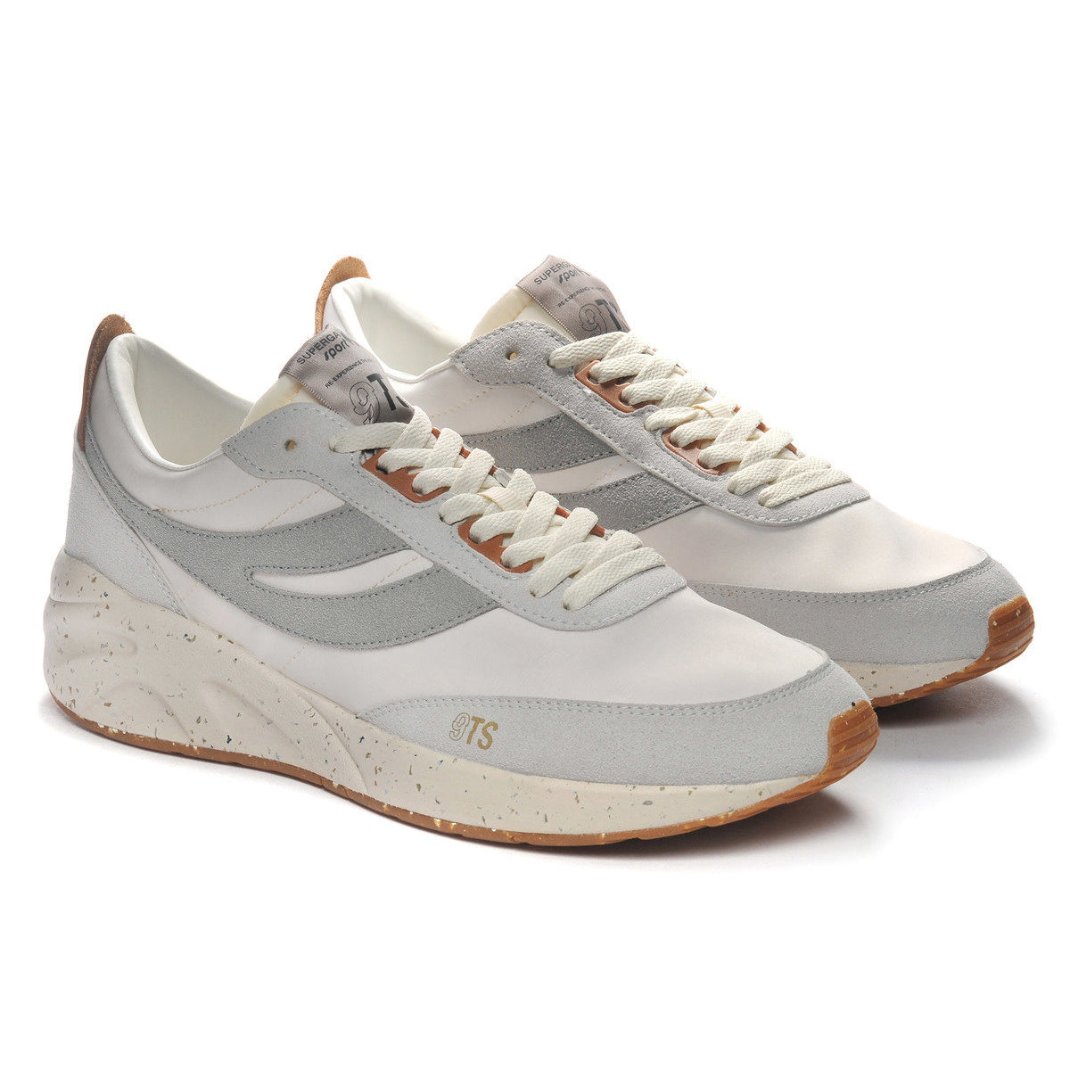 White Avorio-Light Grey-Cashew - Front - Superga Unisex Adult 4089 TS Suede Slim Trainers