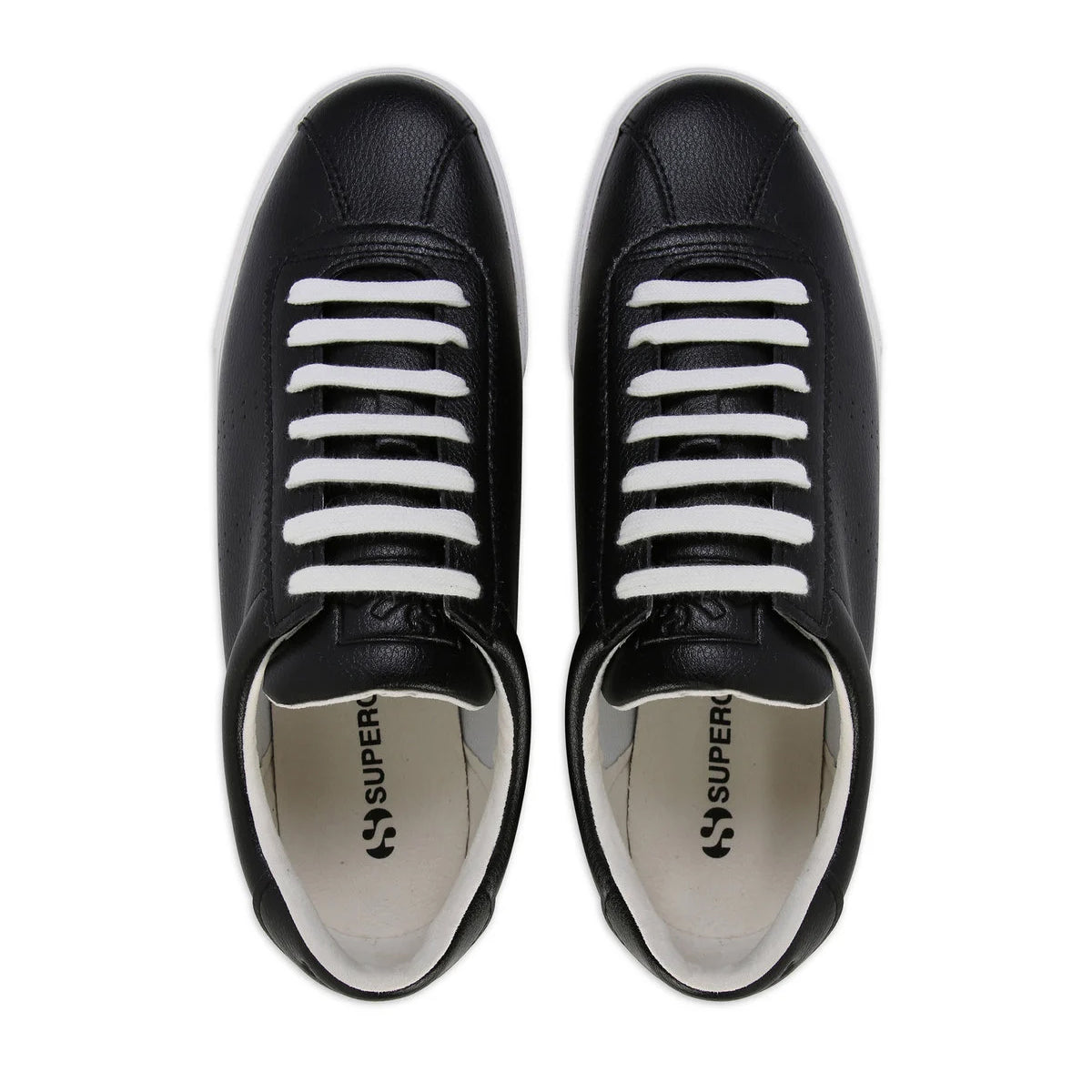 Black-White Avorio - Side - Superga Unisex Adult 2843 Club S Vegan Leather Trainers