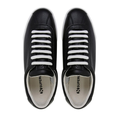 Black-White Avorio - Side - Superga Unisex Adult 2843 Club S Vegan Leather Trainers