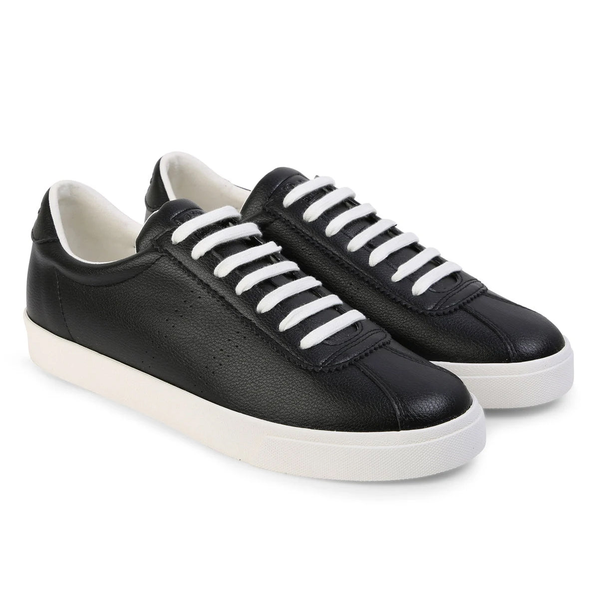 Black-White Avorio - Front - Superga Unisex Adult 2843 Club S Vegan Leather Trainers