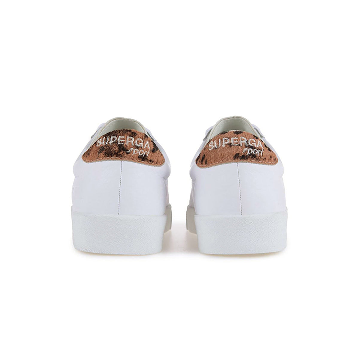 White-Brown-Marshmallow - Back - Superga Womens-Ladies 2843 Sport Club S Deer Print Cowhide Leather Trainers